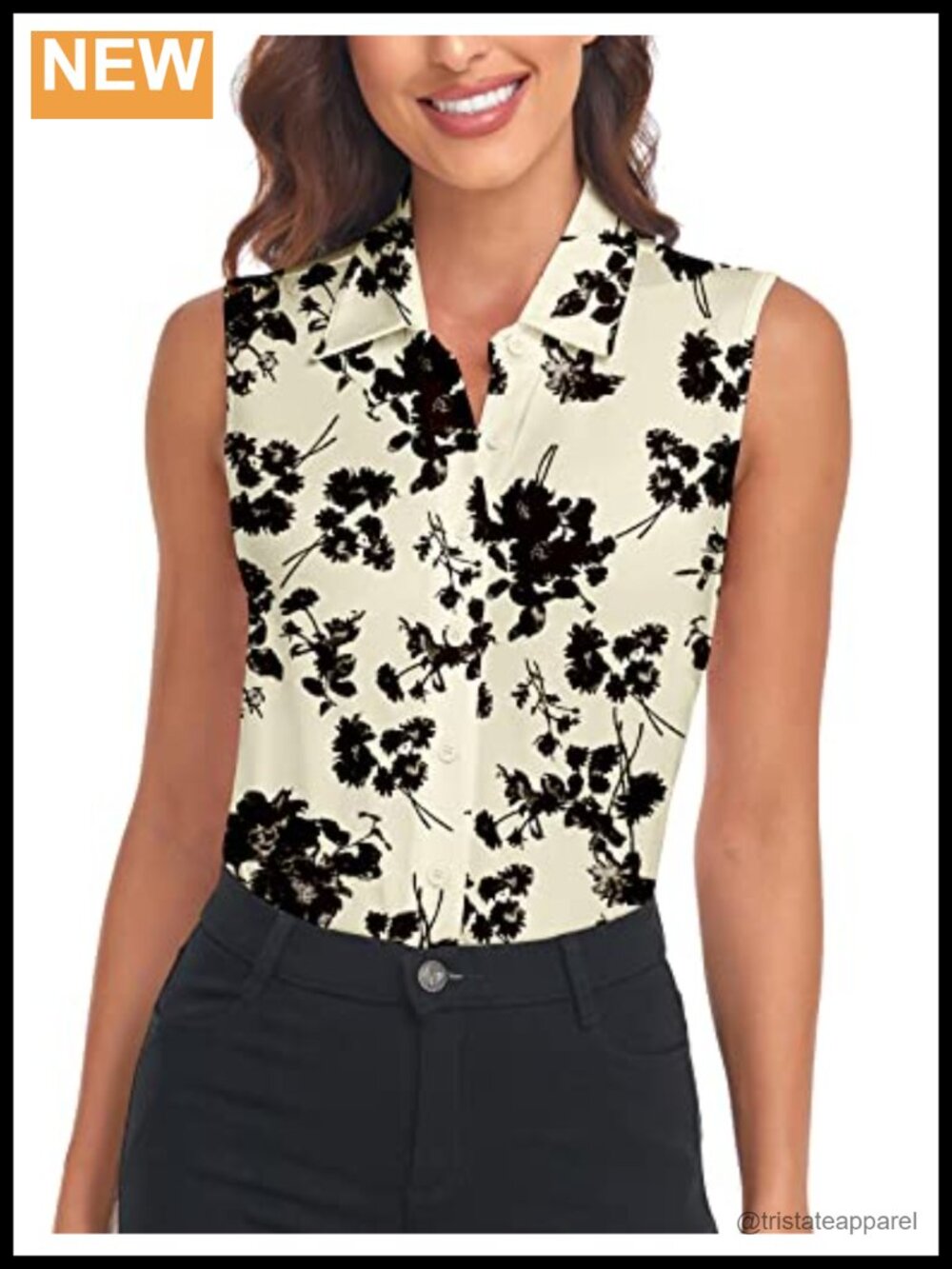 Sleeveless Polo Tank Top with Button Collar for Golf Work Summer